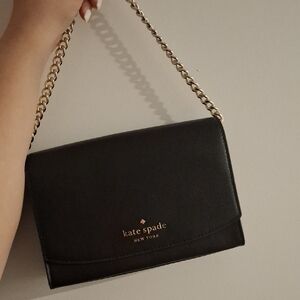 Kate Spade Black Crossbody with Gold Chain
